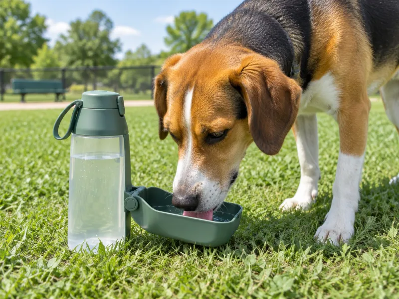 Cibaabo portable dog water bottle with food container