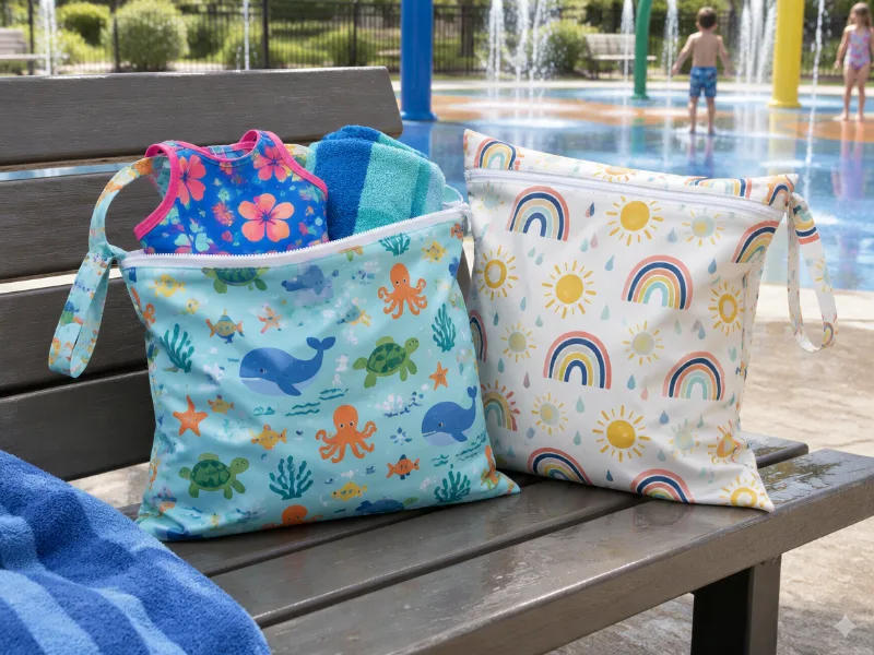 Waterproof wet-dry bags for swimsuits, set of 2